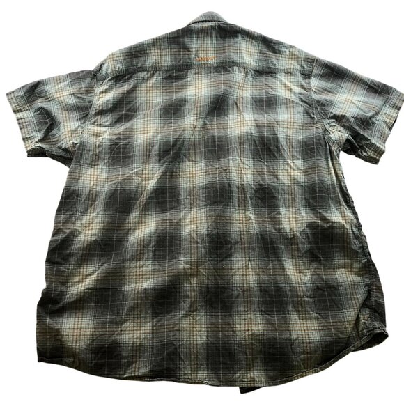 Ariat Mens Rebar Shirt Size XXL Casual Short Sleeve Plaid Button Up Green Pocket - Picture 2 of 14